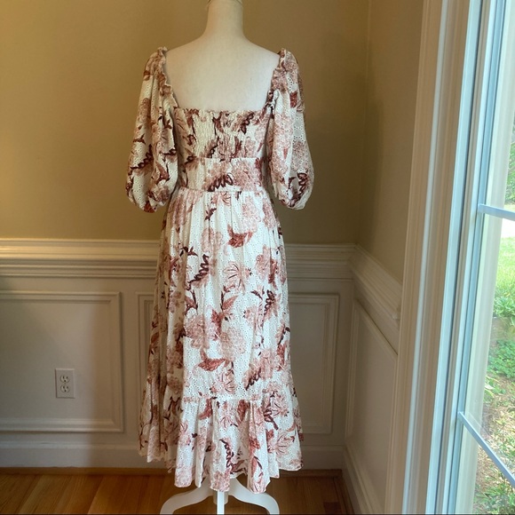 CHARINA SARTE Caroline Brown White Floral Lace Dress NWT - Picture 3 of 16